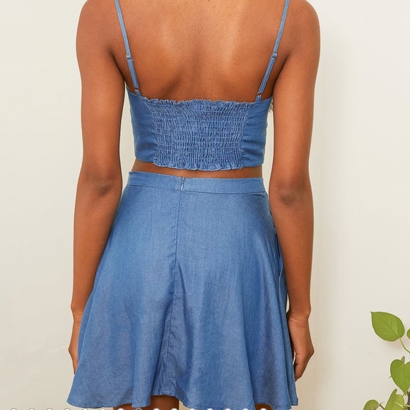 Lulu’s - Accompany Me Blue Chambray 2 Piece Dress - Picture 2 of 7